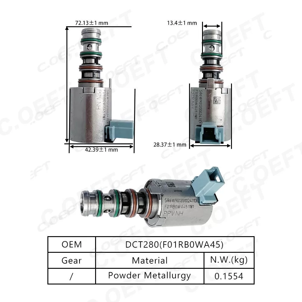 Refabrication High Quality Transmission Solenoid Valve F01RB0WA45 for Geely Xingyue 7DCT380