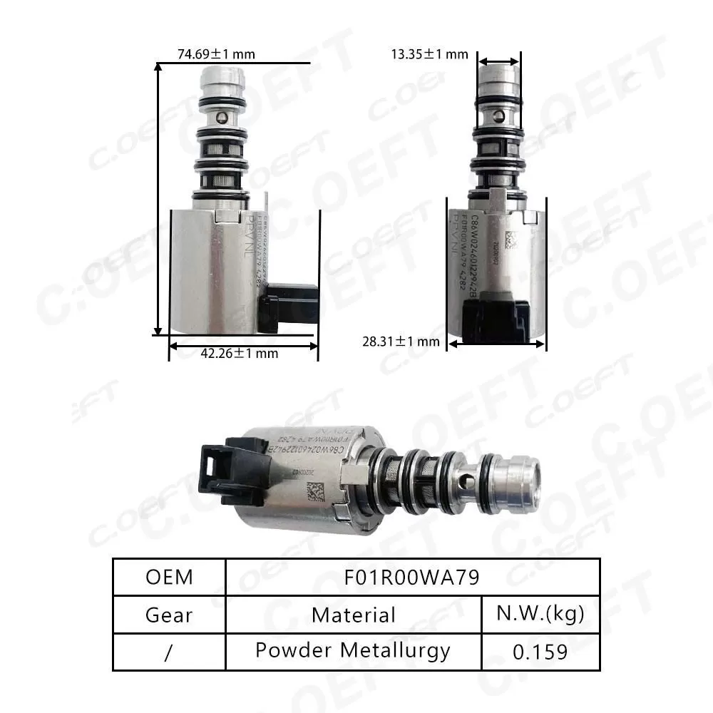 High Quality Refabricated Transmission Solenoid Valve F01R00WA79 for JAC 6DCT630 Gear Boxes