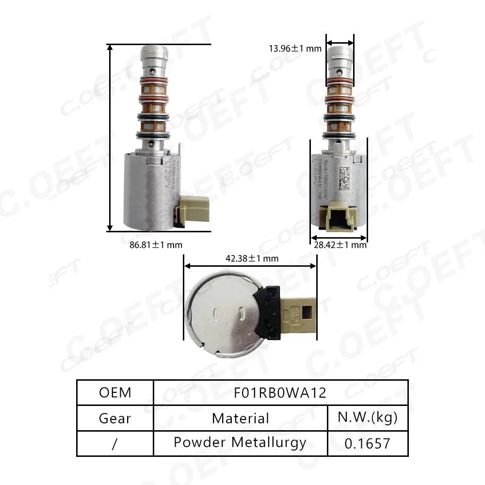 Refabrication High Quality Transmission Solenoid Valve F01RB0WA12 for Geely Xingyue 7DCT380