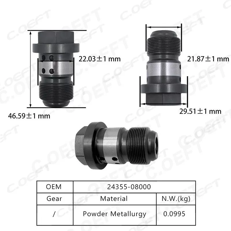 For Hyundai Engine Parts Wholesale New Original Factory Oil Control Valve with Center Screw 24355-08000
